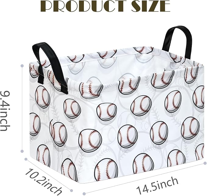 Kids Storage Basket Empty,Baseball Waterproof Storage Bins Organizer, Foldable Closet Shelf Baskets with handles for Women,Nursery Hamper Toys Box,Room Decorations - Image 7