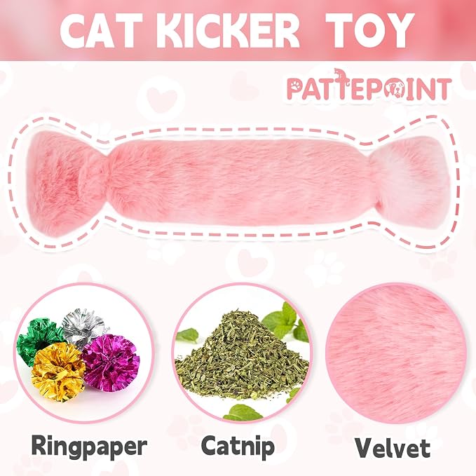 Cat Kicker Toy 3Pcs, Candy Shape Catnip Toys for Cats | Catnip Toys with Crinkle Paper. Indoor Kitten Toy Kicker Pillows. - Image 4