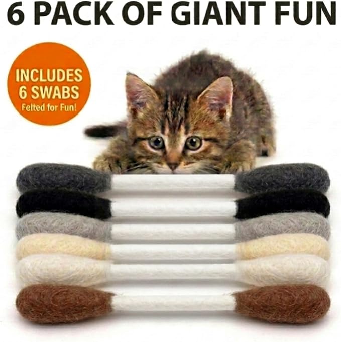 Glaciart One Swabs Cat Toys with Catnip - 6 Pk | Durable for Chew, Cute Cat Toys Interactive Kitty for Boredom, Exercise, & Play | Filled w/Organic Catnip for Anxiety & as Digestive Aid | Gift Idea - Image 7