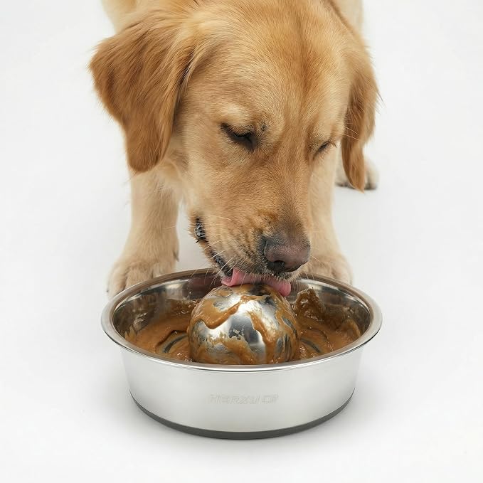 Stainless Steel Dog Food Slow Feeder Ball - 3.6in - Slows Fast Eating, Fun Feeding for All Dogs - Durable, Smooth (Large) - Image 5