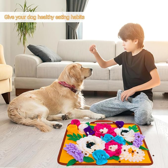 Snuffle Mat for Dogs Pet Treats Feeding Mat for Small/Medium Breed Dogs Non-Slip/Portable/Durable Interactive Dog Puzzle Toys Encourages Natural Foraging Skills (Orange) - Image 7