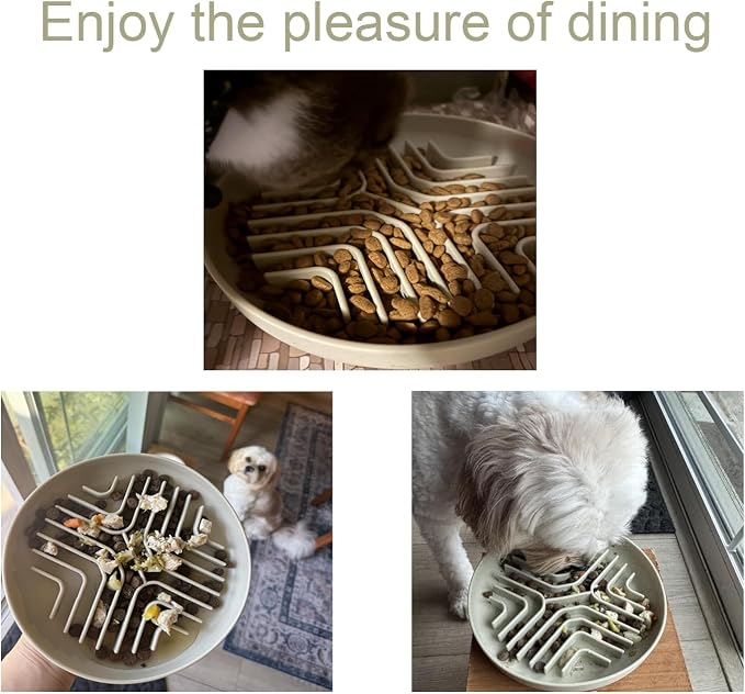 Slow Feeder Bowls for Dogs and Cats, 7.9inch Slow Down Bowl with Suction Cups, Puzzle Pet Bowls Non-Slip Design Dishwasher Microwave Safe (Beige) - Image 6