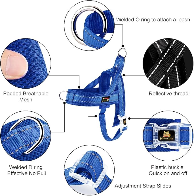 Plutus Pet No Pull Dog Harness for Large Dogs, Breathable Mesh Padded | Adjustable Reflective with Handle, Escape Proof, Quick Fit Pet Vest, Front Clip, for Training and Walking, Royal Blue, XL - Image 2