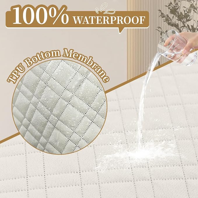 Velvet 100% Waterproof Couch Cover for Dogs Washable Sofa Covers for 3 Cushion Couch Pet Friendly Sofa Slipcovers Set Non Slip Quilted Furniture Protector with Pockets (Large, Ivory) - Image 2
