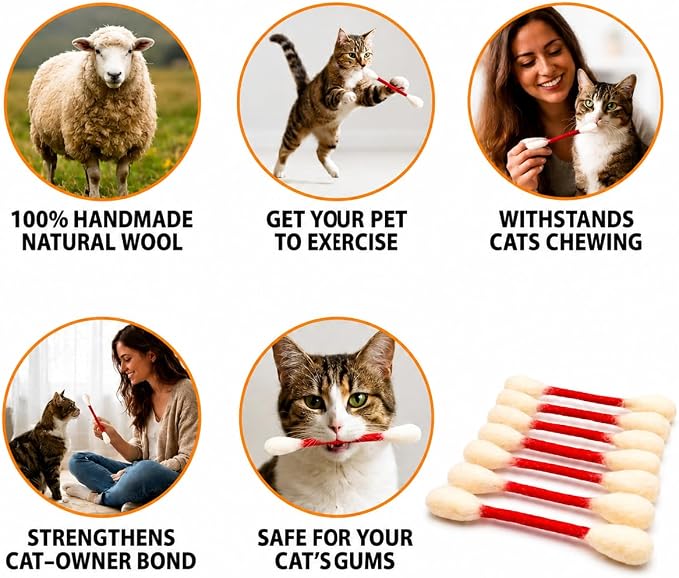 Glaciart One Swabs Cat Toys with Catnip - 6 Pk | Durable for Chew, Cute Cat Toys Interactive Kitty for Boredom, Exercise, & Play | Filled w/Organic Catnip for Anxiety & as Digestive Aid | Gift Idea - Image 4
