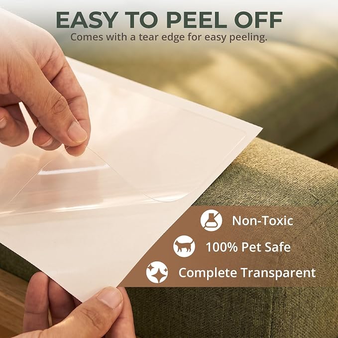 Cat Scratch Furniture Protector, 12 Pack Self Adhesive Tape, Heavy Duty Flexible Corner Guards for Couch, Sofa, Doors, Walls, Chairs, Armrests, No Residue, No Pins, Cat Scratch Protection Kit - Image 8