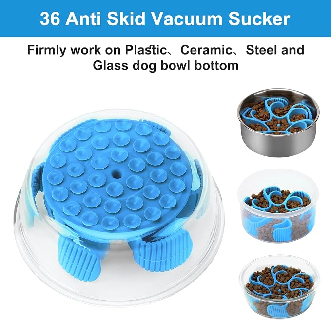 Dog Slow Feeder Bowls Silicone Spiral Pet Food Feeder Insert to Slow Eating | Durable Non-skid Compatible with Stainless Steel, Glass & Ceramic Slow Feeder Dog Bowls for Small Medium Large Breed Dogs - Image 5