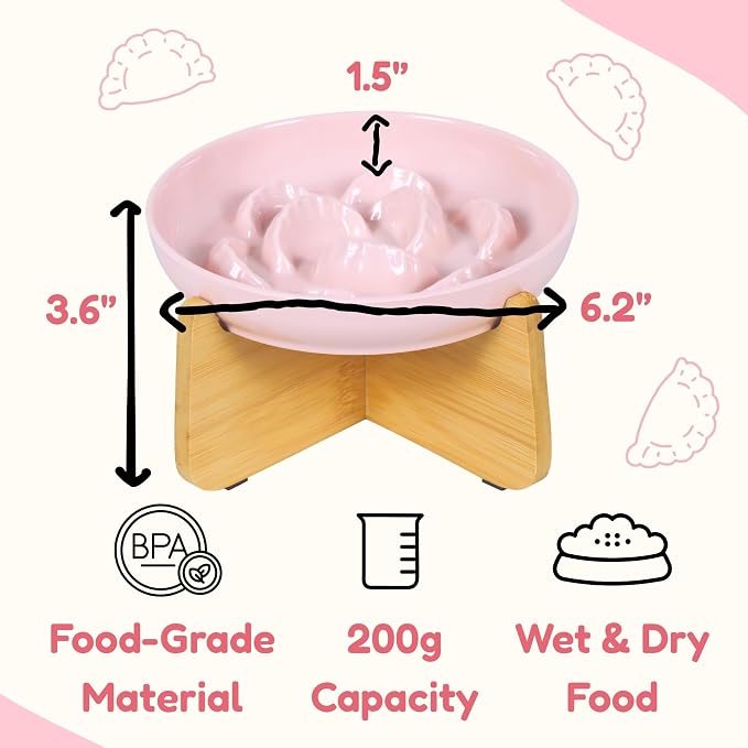 Slow Feeder Cat Bowl with Stand - Unbreakable Elevated Slow Feeder Bowl for Cats - Melamine Puzzle Raised Cat Food Bowl - Whisker Friendly & Wet & Dry Food- Dishwasher Safe & Non Slip (Pink - Image 7
