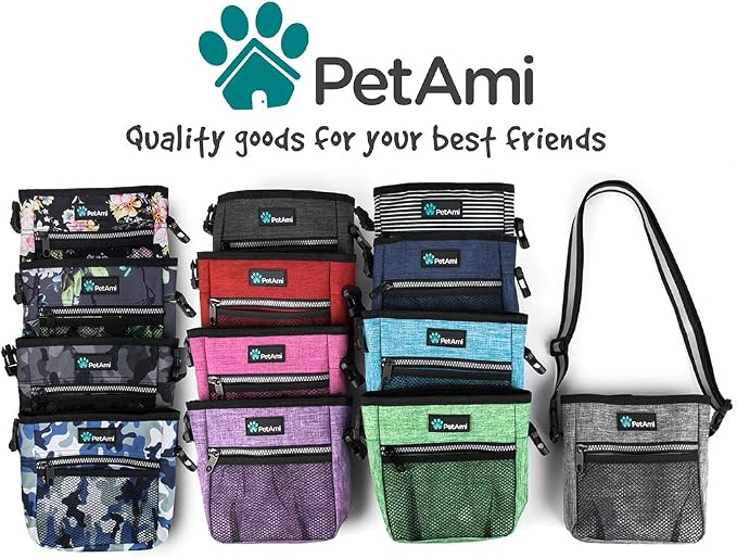 PetAmi Dog Treat Pouch, Pet Treat Pouch for Training, Dog Walking Bag Holder for Kibbles, Pet Food Toy, Dog Trainer Essentials Supplies, Poop Bag Dispenser, 3 Ways to Wear (Camo Black) - Image 7