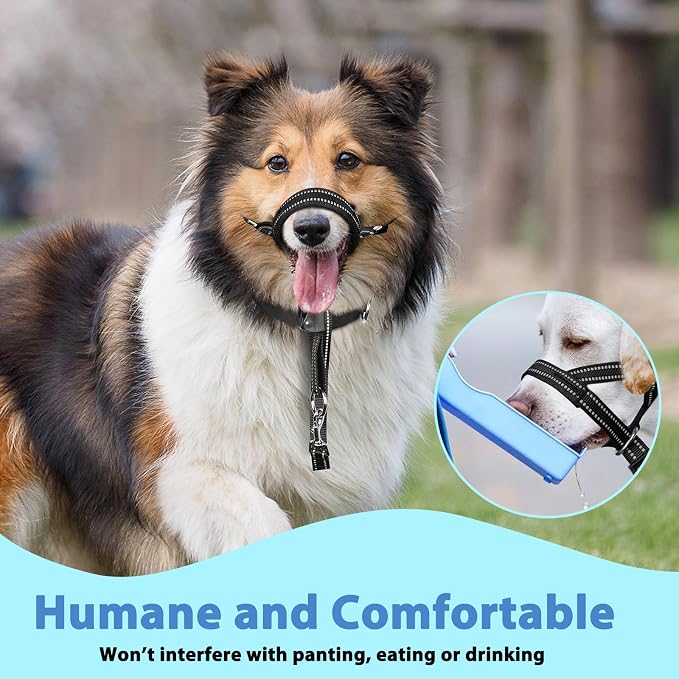 BARKLESS Soft Dog Head Collar, Patented Padded No Pull Head Halter, Training Nose Leash with Safety Link for Medium Large Dogs, Adjustable Muzzle Leash, Easy Control for Walking(Black, XL) - Image 7