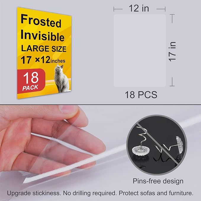 Cat Scratch Furniture Protector for Couch, Clear Cover from Cat Claws | Clear Self-Adhesive Furniture Protector Helps Stop Cat Scratching On Couches And Sofas With Easy, Clean Removal - Image 3