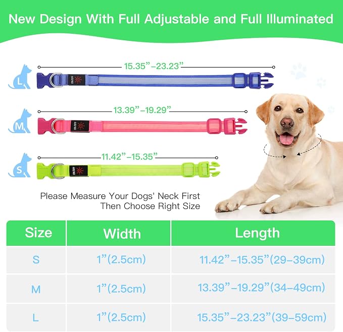 YFbrite Light up Dog Collar, USB Rechargeable LED Puppy Collar Super Bright Adjustable Glowing Dog Lights for Night Walking (Design 2-Green, Medium) - Image 6