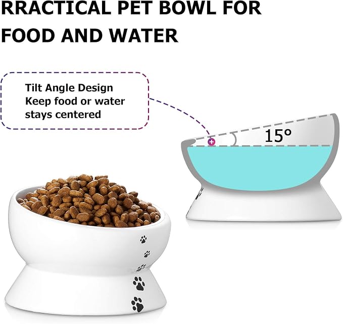 Y YHY Elevated Cat Food Bowl, Raised Food and Water Bowl for Cat and Small Dog, Tilted Ceramic Water Bowls No Spill,15oz, Dishwasher Safe - Image 7