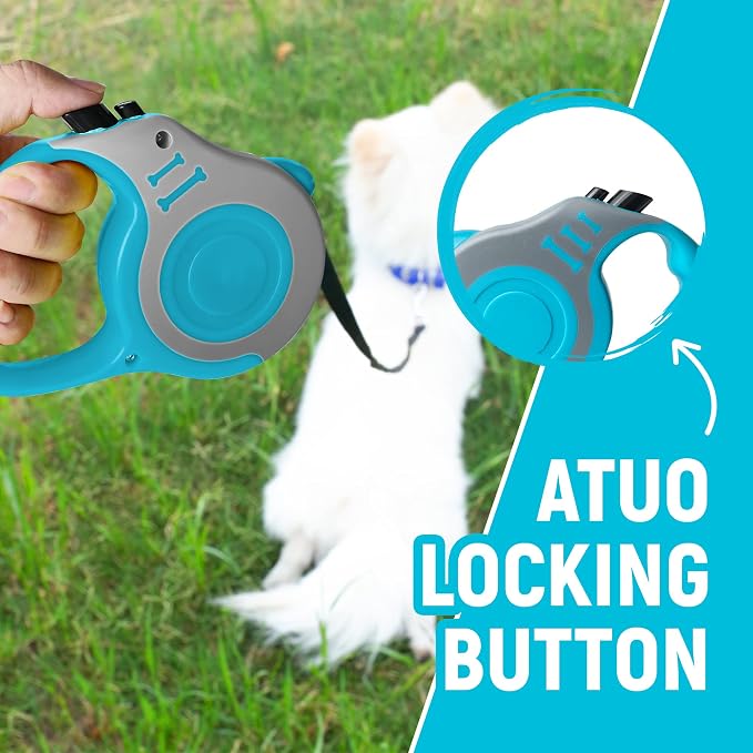 Retractable Dog Leash Automatic Telescopic Tractor Dog Tape | Pet Tape 10/16 FT Durable and Convenient, with Folding Bowl, Dispenser, Rubbish Bags, Suitable for Small and Medium Dogs - Image 3