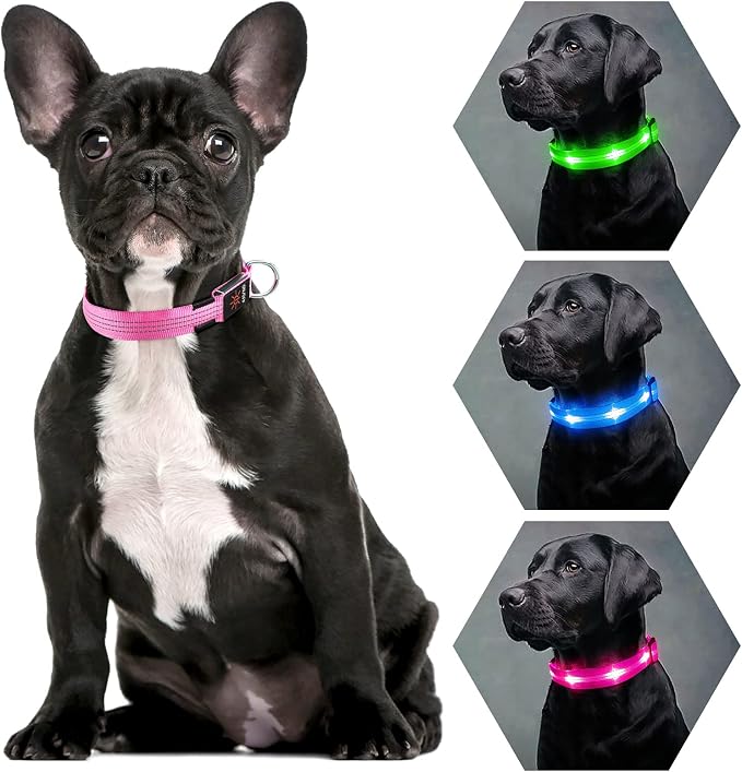 Weesiber Light Up Dog Collars - Rechargeable LED Collar - Reflective Adjustable Dog Lights for Night Walking (Pink, Small) - Image 7