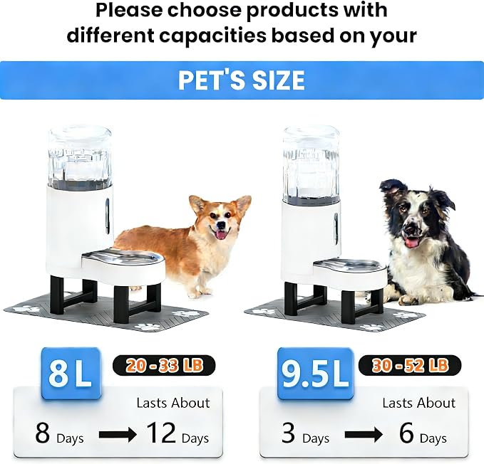 CZPET Elevated Dog Water Bowl Dispenser for Large Dogs (9.5L+Stand,White) | With Stainless Steel Bowl Gravity Waterer, Large Capacity and Drinking Area Noise-Free for Pets - Image 7
