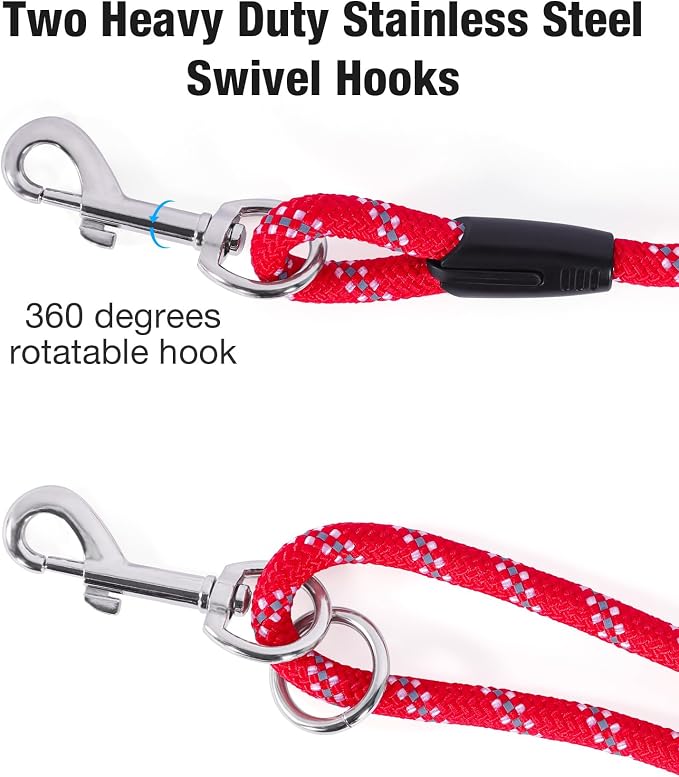 Long Dog Leash for Dog Training 50FT, Heavy Duty Dog Lead for Large Medium Small Dogs Outside Walking, Playing, Camping, or Yard,Red - Image 4