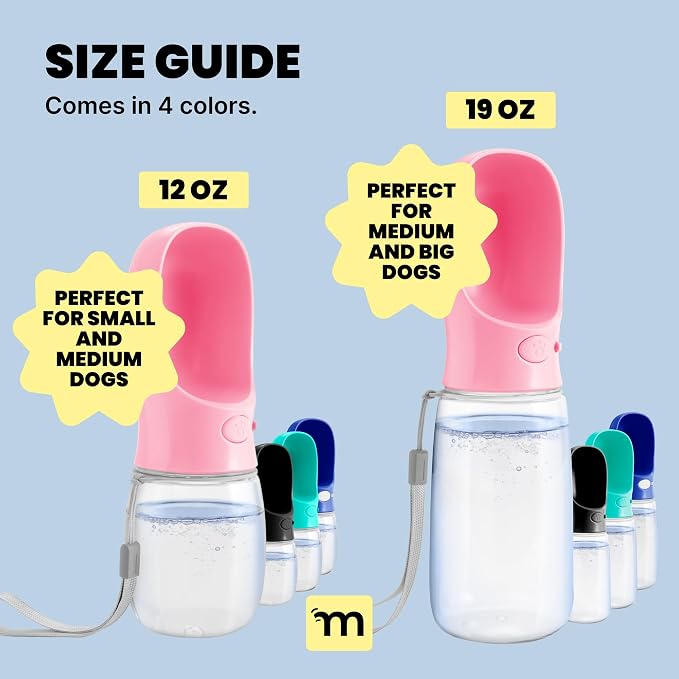 MalsiPree Leak-Proof Portable Dog Water Bottle for Travel - 19 oz, with Pink Bowl - Food Grade Plastic - Dog Bowls - Puppy Essentials - Pet Water Bottle for Trail Hiking, Park Visit & Beach Days - Image 8