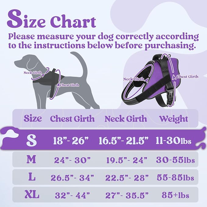 rabbitgoo No Pull No Choke Pet Vest, Adjustable Pet Harness with Molle | Small Sized Dog Harness, Reflective, Easy Wearing with One Buckle for Walking, Training, Purple, S - Image 2