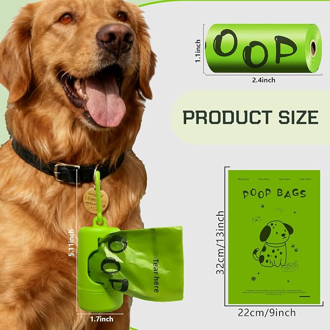 Dog Poop Bags rolls with Dispenser,120 pack Plant-Based Material | Dog Waste Bags Extra Thick Leak-Proof , Lavender-Scented Dog Poop Bags, 13x9 Inch for Bags for Dogs Walking and Cat Litter - Image 2