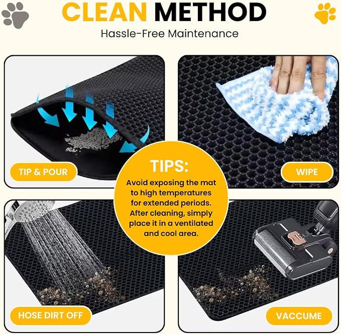 Andalus Brands Medium Cat Litter Mat - Waterproof & Urine-Proof Litter Box Mat, Non-Slip Kitty Litter Mats for Floor, Easy to Clean Litter Trapping Design (24" x 15", Grey) - Image 5