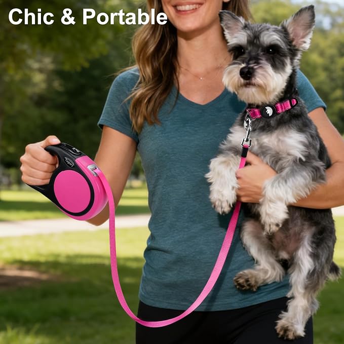 Taglory Retractable Dog Leash, One-Handed Brake, 16ft, Up to 44 lbs, Pink | More Freedom While Staying in Control, Smooth Retraction, Tangle-Free Design, Easy-Grip Handle, Daily Neighborhood Walks - Image 7