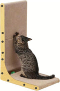 L Shape Cat Scratcher, 23.6 Inch Large Vertical Scratching Board Wall Mounted, Durable Cardboard Scratch Pad with Ball Toy - Protects Furniture for Indoor Cats (23.6in) by KVV