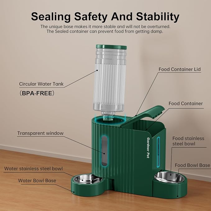 Gardner Pet Automatic Gravity Cat Food Feeder and Water Dispenser Stainless Steel Two-in-One Set Large Capacity Dispenser for Pets Dogs, Puppies, Kittens-(0.8 Gallons x 2) - Image 9