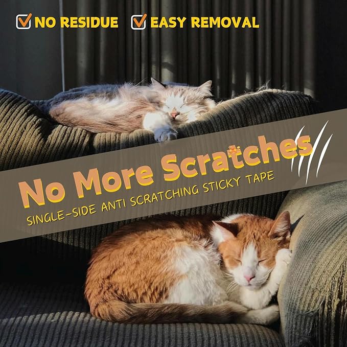 Anti-Cat Scratch Furniture Protector, 200" x 12", Single-Side Cat Couch Scratch Protector with 50 Twist Pins + 1 Scraper - Image 2