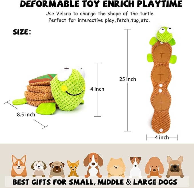 lilfrd Dog Puzzle Enrichment Toy, Squeaky Crinkle Plush Turtle Puppy Toy | Mental Enrichment, Energy Release, Perfect for Small Medium Large Dogs - Image 5