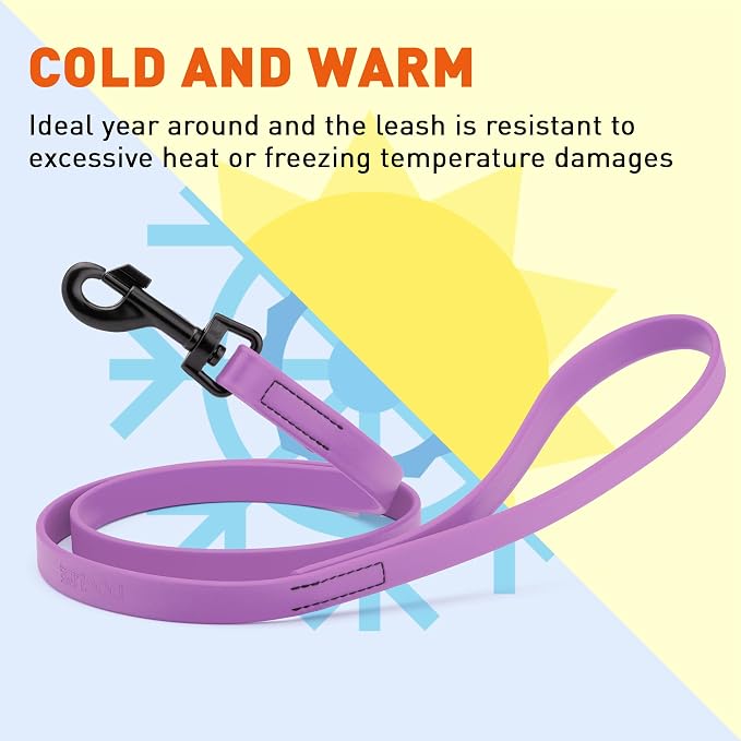 Dogline Biothane Waterproof Dog Leash Strong Coated Nylon Webbing with Black Hardware Odor-Proof Easy to Clean High Performance for Small or Large Dogs Made in USA 4 or 6 ft Lead, Amethyst Purple - Image 8