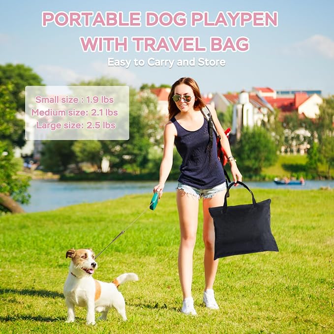 Dog and CAT pop Play Pen,Pets Houses for Dogs and Cats,Indoor&Outdoor Exercise Pen Dog Tent Puppy Playground Large (L, Pink) | Portable Dog Kennel with Upgrade Breathable Mesh，Sturdy Kitten Playpen Indoor & Outdoor for Rabbit or Small Animals，Pink - Image 8