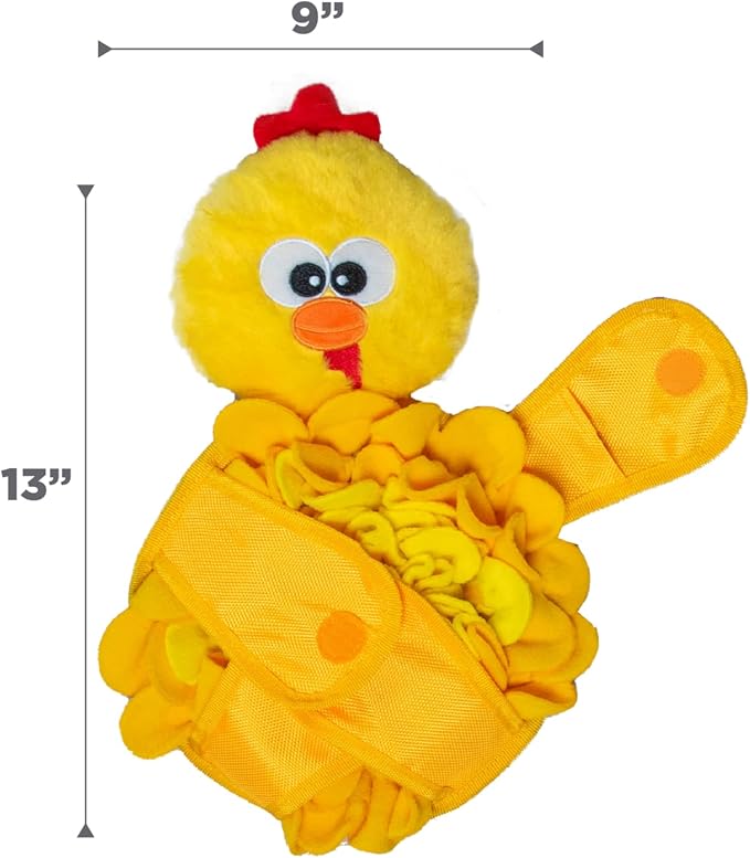 Outward Hound Nina Ottosson Snuffle Palz Squeaky Dog Toy, Chicken, 13.4" | Plush Snuffle Mat, Hidden Treat Pockets, Slow Feeder, Interactive Foraging, Non-Slip Base, Dogs & Puppies - Image 7