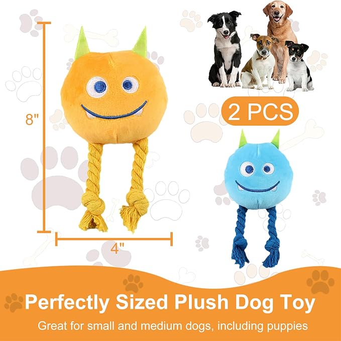 lilfrd 2 Pack Squeaky Rope Plush Dog Toys for Small Medium Puppies | Tug Chew Play, Boredom Relief, Small Medium Breeds, Puppy Toys to Keep Them Busy - Image 5
