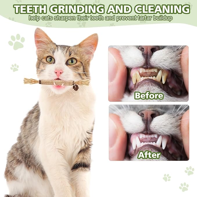 WOUSEDO 8 Pack Catnip Chew Toys for Cats, Cotton Sisal Rope Toys | Cat natural silvervine sticks, for cat teeth cleaning and dental care, Interactive toy for bored Indoor cats - Image 5