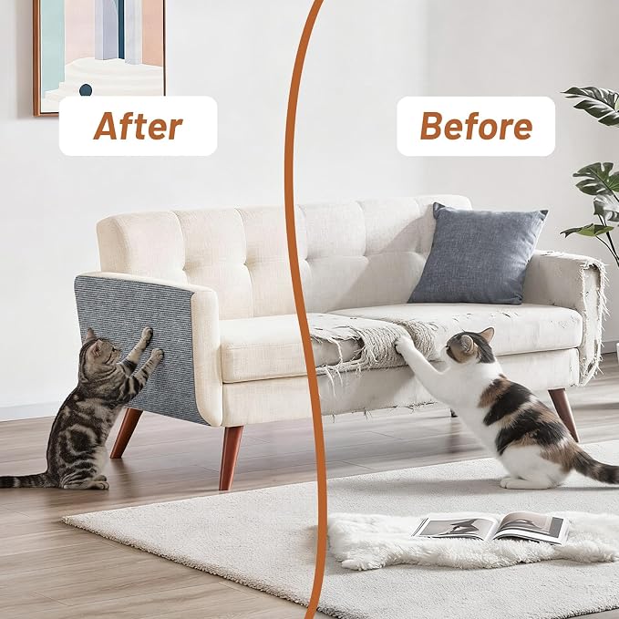 78.7" x 15.8" Cat Scratch Furniture Protector | Trimmable DIY Self-Adhesive Strong Adhesion, Won't Fall Off, Easy to Use, Leaves No Residue, for Couch, Sofa, Wall & Door - Image 5