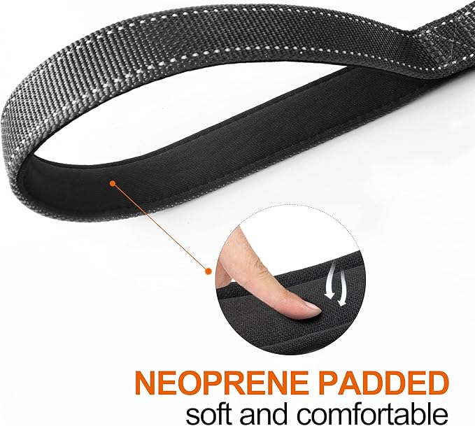 Twoear 6FT 1IN Heavy Duty Dog Leash for Large Dogs with 2 Padded Handles | Traffic Handle Extra Control, Auto Lock Hook, Strong Reflective Walking Leash for Night Safety, Medium and Large Breeds,Black - Image 4