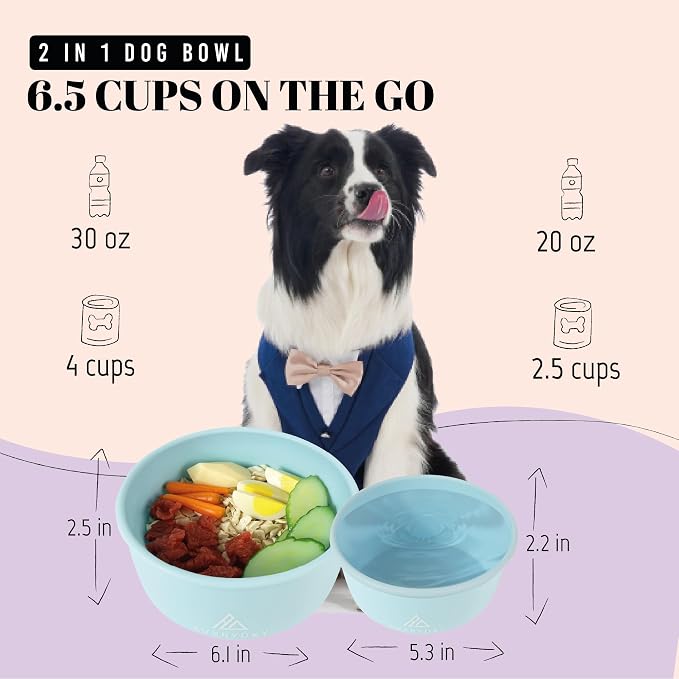 AVERYDAY 50 Oz Travel Dog Bowls with Lids, 2-in-1 Portable Pet Bowls for Food and Water, Leakproof Travel Dog Food & Water Bowl for Outdoor, Camping, Travel Dog Feeding Bowl, Daycare Pet Bowls - Image 2