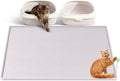 Silicone Cat Litter Box Mat 38'' x 25'' Cat Mat with Toy, White | Extra Large Litter Mat with lip, Non-Slip Waterproof Cat Litter Mat Litter Trapping Mat for Floor, Easy to Clean by Bartuke