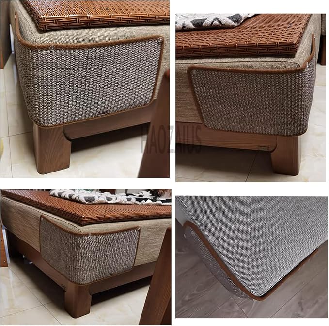 HAOZAIKEJI Cat Scratcher Mat Sofa Protector Natural Sisal Cat Scratching Mat Cat Scratch Couch Cover Heavy Duty Couch Guard Scratch Pad for Grinding Claws Protecting Furniture (Thicken Gray Long) - Image 3