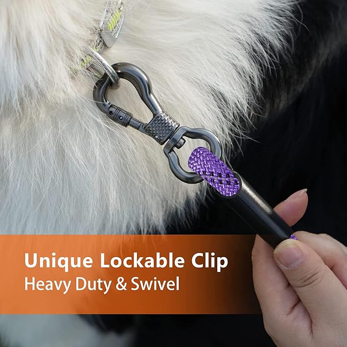 NTR Dog Rope Leash, 30FT Recall Training Lead, with 2 Swivel Hooks, Reflective Threads and Soft Rubber Handle, Puppy Leash for Walking, Hunting, Camping for Small Medium and Large Dogs-Purple - Image 2