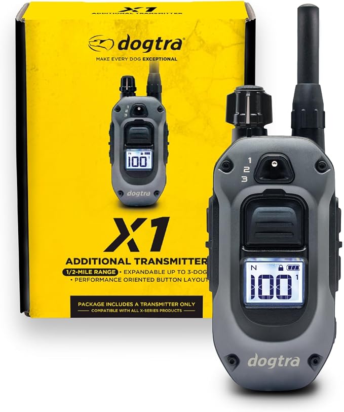 Dogtra X-Series X1 E-Collar Remote Transmitter Only (Compatible with 280X) 10 lbs+, 1/2 Mile Range, LED Light, 100 Levels of Precise Control for Stubborn Dogs, Waterproof, Boost for Quick Recall by Dogtra