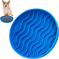 Fhiny Slow Feeder Dog Bowl Non-Slip Silicone - Blue Pet Food Dish for Fast Eaters, Dishwasher Safe by Fhiny