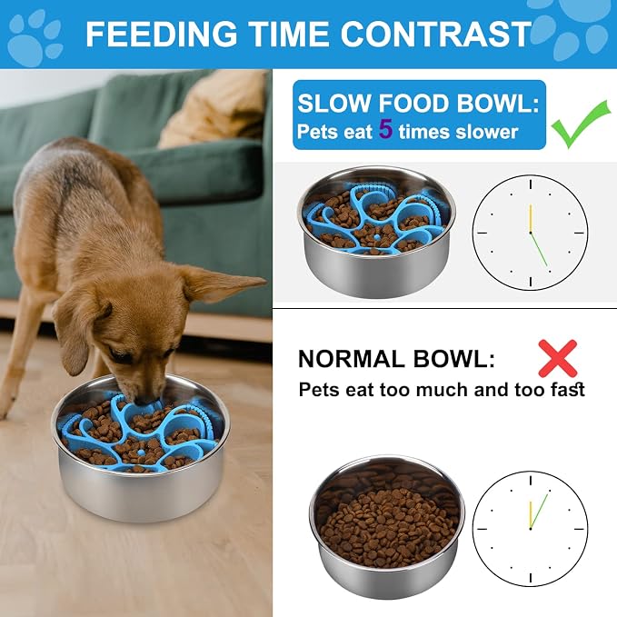 Dog Slow Feeder Bowls Silicone Spiral Pet Food Feeder Insert to Slow Eating | Durable Non-skid Compatible with Stainless Steel, Glass & Ceramic Slow Feeder Dog Bowls for Small Medium Large Breed Dogs - Image 2