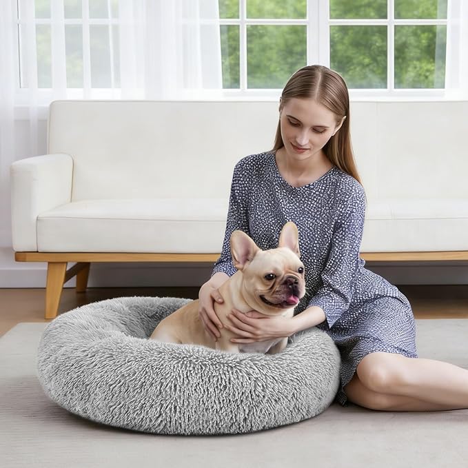 MIXJOY Orthopedic Dog Bed Comfortable Donut Cuddler Round Pet Beds Ultra Soft Washable Dog and Cat Cushion Bed (30'', Grey) - Image 8