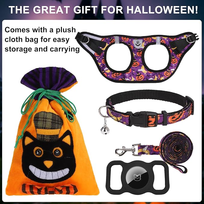 Halloween Puppy Harness - Dog Collar and Leash - Soft Mesh Padded Adjustable Step in Small Dog Vest Harness No Pull, Reflective Escape Proof for Outdoor Walking, Purple S - Image 7