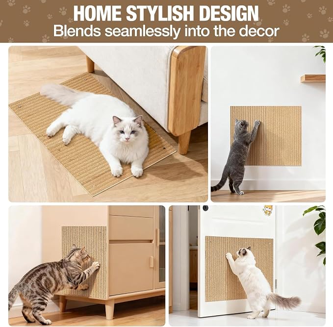Natural Cork Cat Scratch Ardboard for Cats 2 Pack-Cat Scratcher Pads Indoor-Wall Cat Scratchers-Cat Scratcher Furniture Protector-Carpets Scratching Posts-Stretching-No Mess Splinters Easy Clean - Image 2