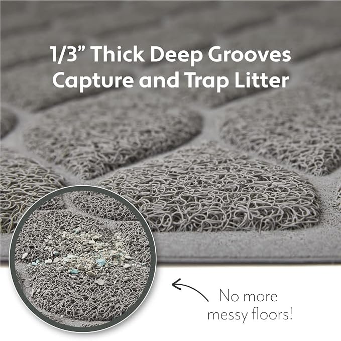 MIGHTY MONKEY Waterproof BPA Free Cat Litter Box Trapping Mat, Easy Clean Floors, Textured Backing, Soft on Sensitive Kitty Paws, Cats Accessories, Less Waste, Stays in Place, 35x23, Slate Gray - Image 2