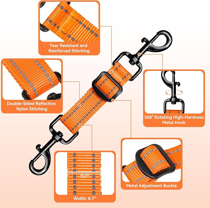 Dog Collar Safety Clip, Reflective Double-Ended Backup Connector for Harness to Collar, Adjustable Safety Clip for Prong, Pinch Collars, Prevents Escapes & Accidental Disconnection - Image 3