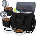 BAGLHER Dog Travel Bag, Airline Approved Pet Tote Organizer with Multi-Function Pockets, 2 X Food Storage Containers and 2 X Collapsible Bowls, Perfect Weekend Pet Travel Set for Dog, Cat Black by BAGLHER